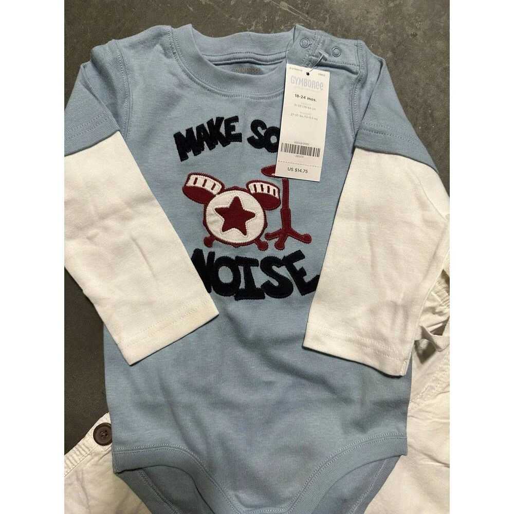 NEW Vintage Gymboree Lot Rockstar Make Noise Gymbo Shirts Pants 3p Bundle 12-18